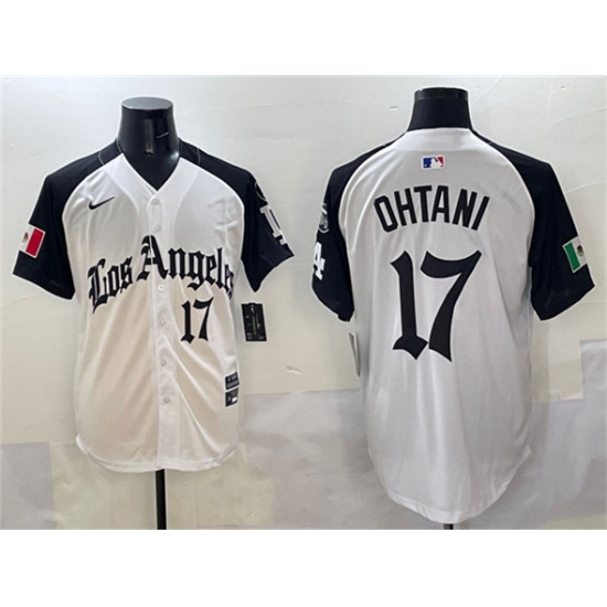 Men's Los Angeles Dodgers 17 Shohei Ohtani White Black Mexico 2025 LA Gothic Style With Fernando Vapor Premier Limited Stitched Baseball Jersey