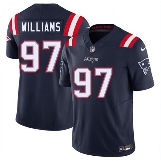 Men's New England Patriots 97 Milton Williams Navy 2025 F.U.S.E. Vapor Limited Football Stitched Jersey