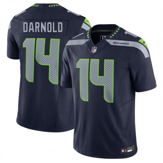 Men's Seattle Seahawks 14 Sam Darnold Navy 2024 F.U.S.E Vapor Limited Football Stitched Jersey