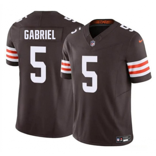Men's Cleveland Browns 5 Dillon Gabriel 2025 Draft F.U.S.E. Vapor Limited Football Stitched Jersey