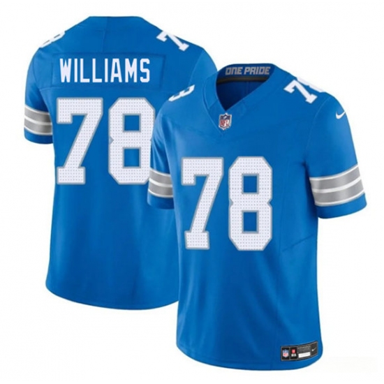 Men's Detroit Lions 78 Tyleik Williams Blue 2025 Draft F.U.S.E. Vapor Limited Football Stitched Jersey
