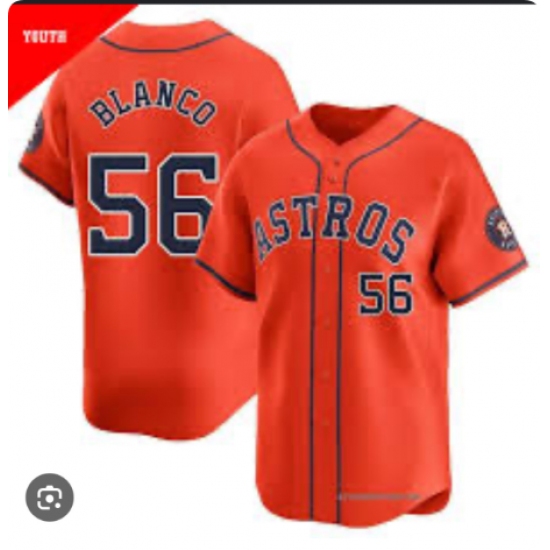 Men's Houston Astros 56 Ronel Blanco Nike Orange Home Replica Jersey