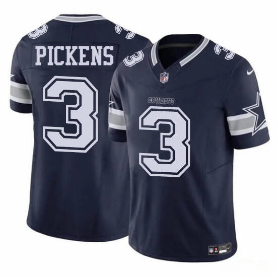 Men's Dallas Cowboys 3 George Pickens Blue 2025 Draft F.U.S.E. Vapor Untouchable Limited Football Stitched Jersey