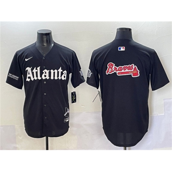 Men's Atlanta Braves Black Team Big Logo Gothic South x Outkast Edition Vapor Limited Stitched Baseball Jersey