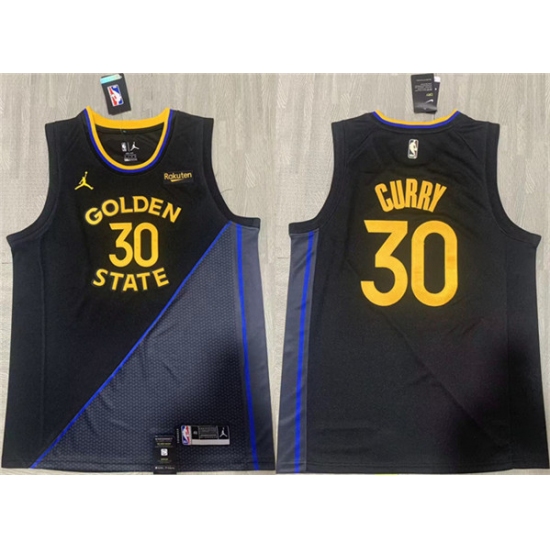 Men's Golden State Warriors 30 Stephen Curry Black 2024-25 Stitched Basketball Jersey