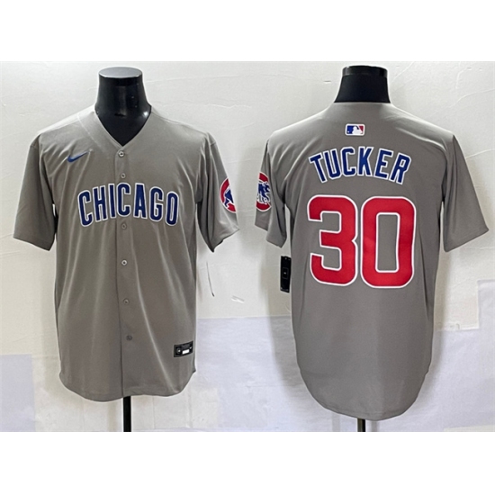 Men's Chicago Cubs 30 Kyle Tucker Gray Limited Stitched Baseball Jersey