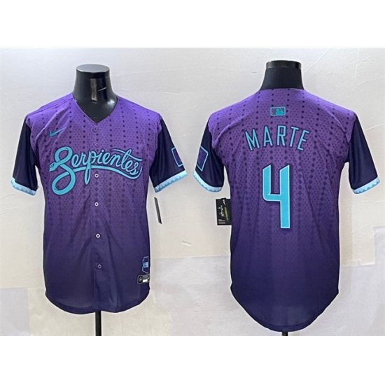 Men's Arizona Diamondbacks 4 Ketel Marte Purple 2025 City Connect Limited Stitched Baseball Jersey