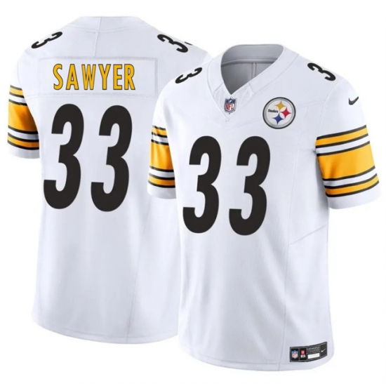 Men's Pittsburgh Steelers 33 Jack Sawyer White 2025 Draft F.U.S.E. Vapor Limited Football Stitched Jersey