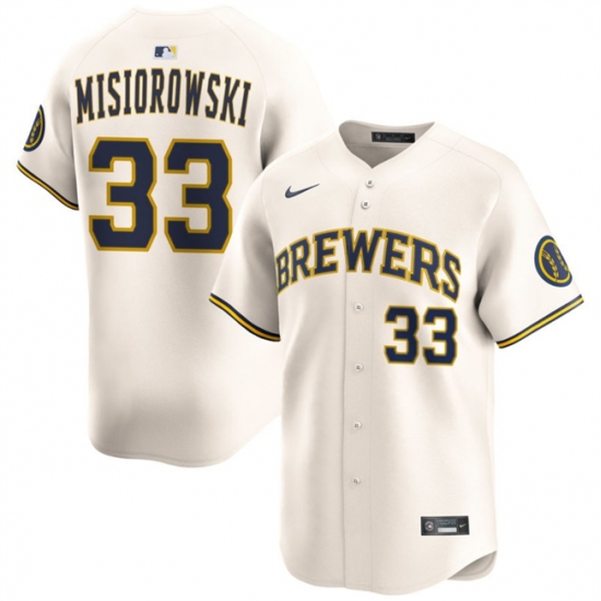 Men's Milwaukee Brewers 33 Jacob Misiorowski Cream 2025 Limited Stitched Baseball Jersey