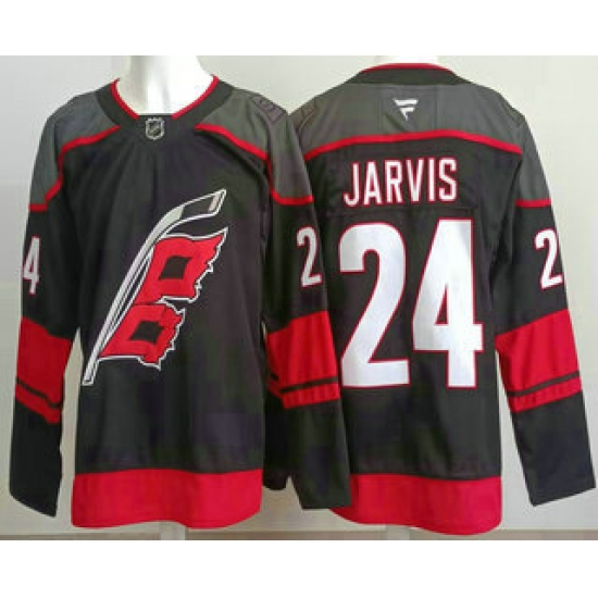 Men's Carolina Hurricanes 24 Seth Jarvis Black Authentic Jersey