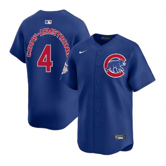 Men's Chicago Cubs 4 Pete Crow-Armstrong Royal Limited Stitched Baseball Jersey