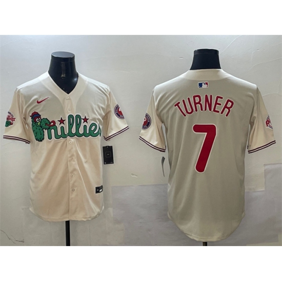Men's Philadelphia Phillies 7 Trea Turner Cream Phanatic Limited Stitched Jersey