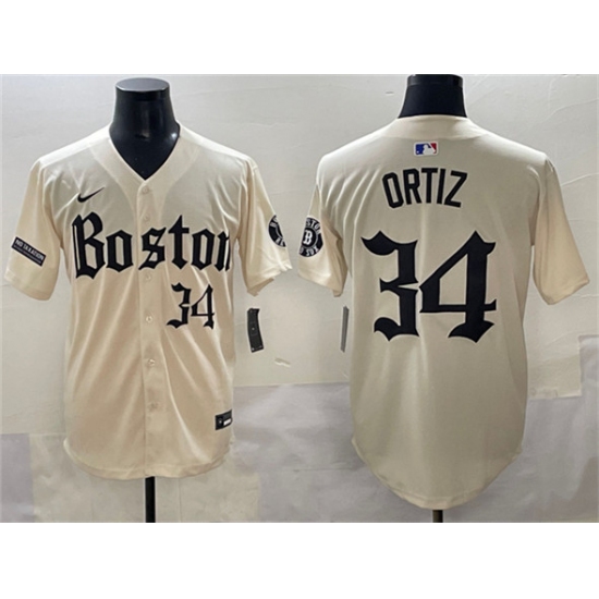 Men's Boston Red Sox 34 David Ortiz Cream Gothic Vapor Limited Stitched Baseball Jersey
