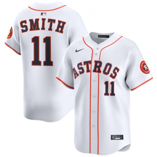 Men's Houston Astros 11 Cam Smith White 2025 Home Limited Stitched Baseball Jersey