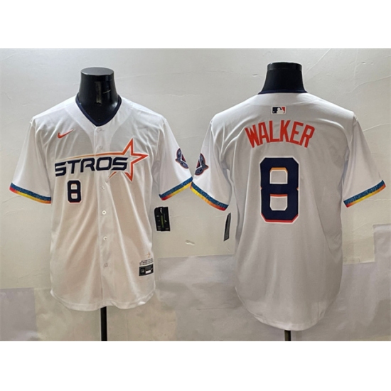 Men's Houston Astros 8 Christian Walker White 2025 City Connect Limited Stitched Baseball Jersey