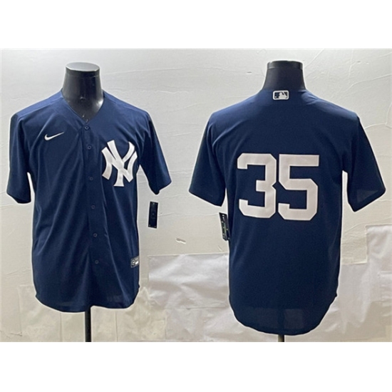 Men's New York Yankees 35 Cody Bellinger Navy Cool Base Stitched Baseball Jersey