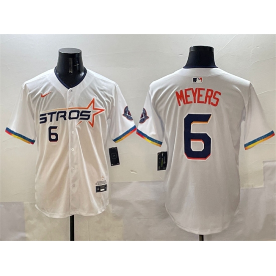 Men's Houston Astros 6 Jake Meyers White 2025 City Connect Limited Stitched Baseball Jersey