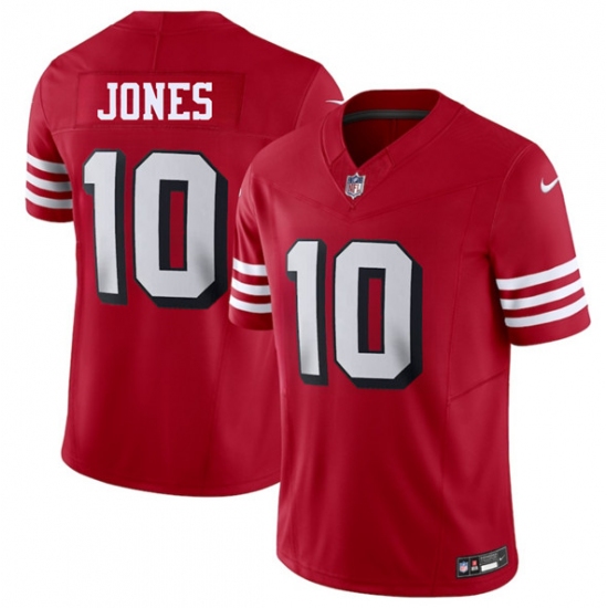 Men's San Francisco 49ers 10 Mac Jones New Red 2025 F.U.S.E. Vapor Untouchable Limited Football Stitched Jersey