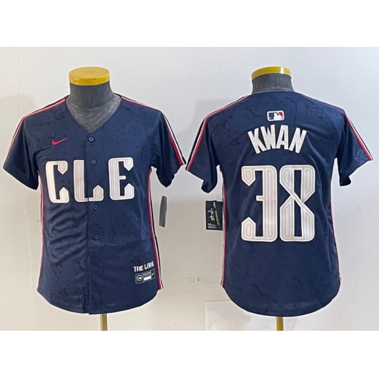 Youth Cleveland Guardians 38 Steven Kwan Navy 2024 City Connect Limited Stitched Baseball Jersey