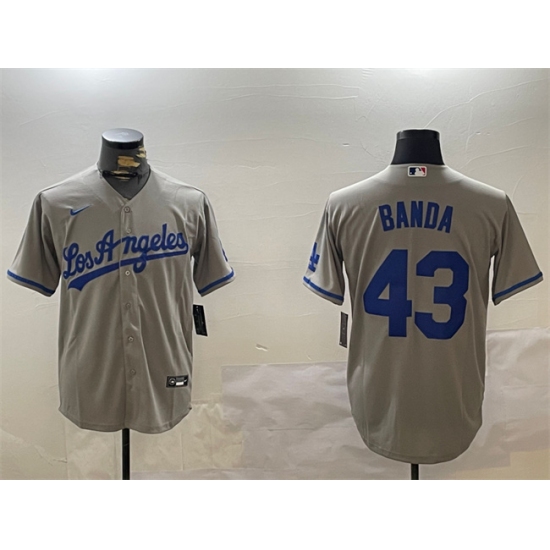 Men's Los Angeles Dodgers 43 Anthony Banda Grey Cool Base Stitched Baseball Jersey