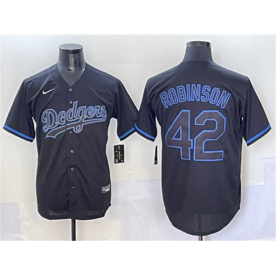 Men's Los Angeles Dodgers 42 Jackie Robinson Black Fashion Stitched Baseball Jersey