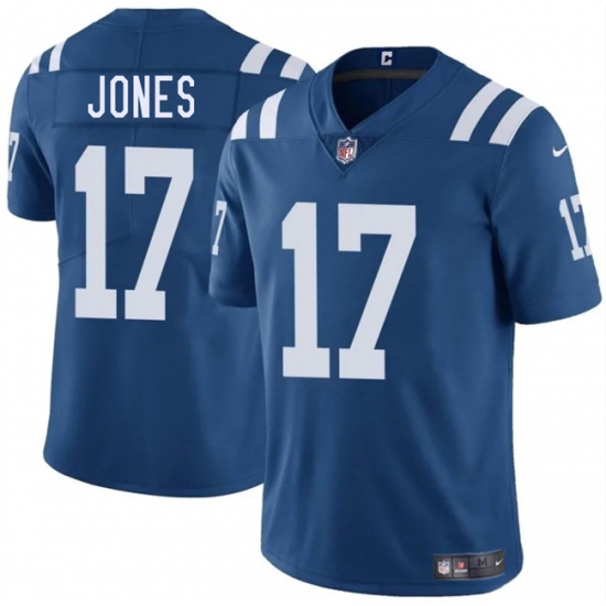 Men's Indianapolis Colts 17 Daniel Jones Blue 2025 Vapor Limited Football Stitched Jersey