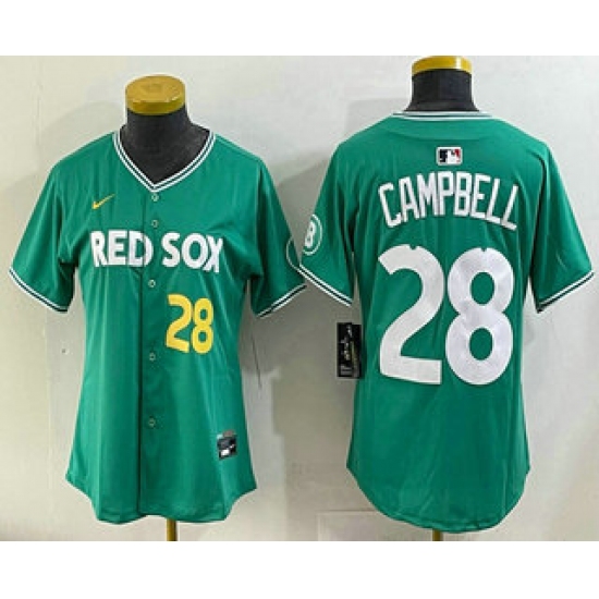 Women's Boston Red Sox 28 Kristian Campbell Green 2025 City Connect Player Name Limited Jersey
