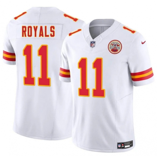 Men's Kansas City Chiefs 11 Jalen Royals White 2025 Draft F.U.S.E. Vapor Untouchable Limited Football Stitched Jersey