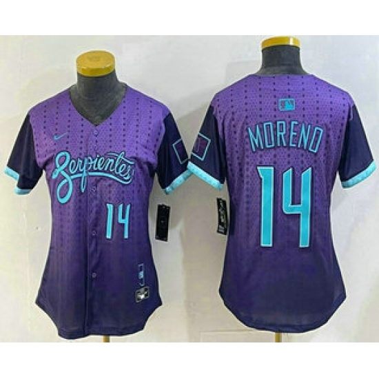 Women's Arizona Diamondbacks 14 Gabriel Moreno Number Purple 2025 City Connect Limited Jersey