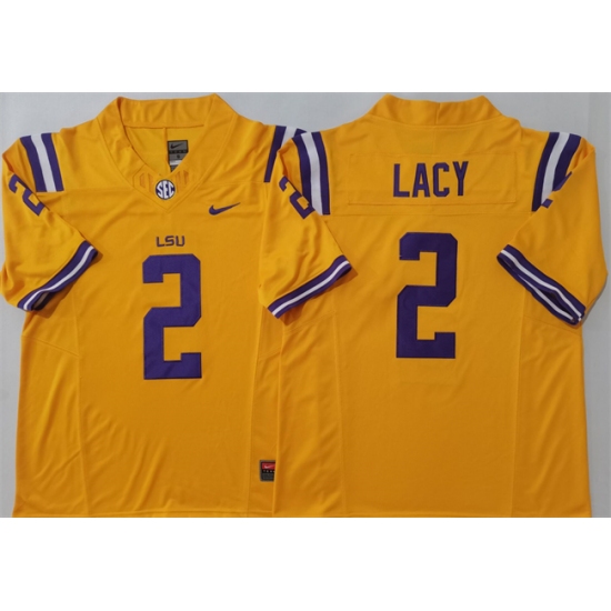 Men's LSU Tigers 2 Kyren Lacy Yellow F.U.S.E. Stitched Jersey