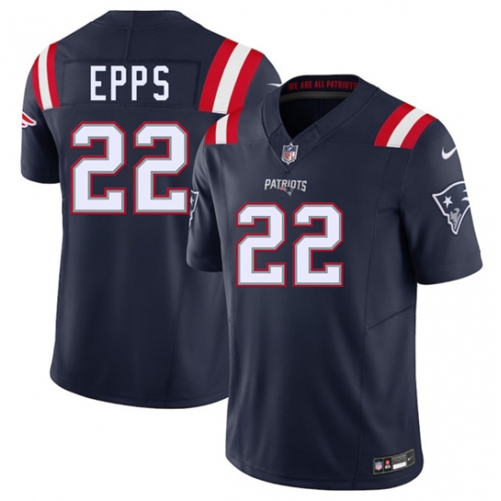 Men's New England Patriots 22 Marcus Epps Navy 2025 F.U.S.E. Vapor Limited Football Stitched Jersey