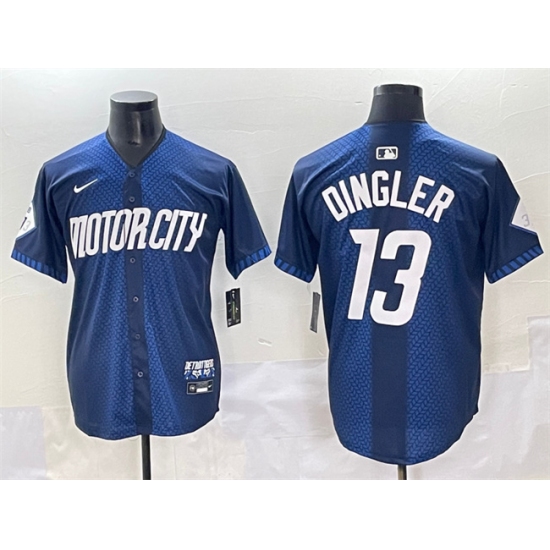 Men's Detroit Tigers 13 Dillon Dingler 2024 Navy City Connect Cool Base Limited Stitched Jersey