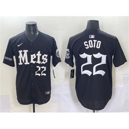 Men's New York Mets 22 Juan Soto Black 'Gotham Gothic Edition' Vapor Premier Limited Stitched Baseball Jersey