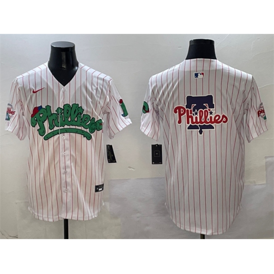 Mens Philadelphia Phillies Team Big Logo White Phanatic Limited Stitched Jersey