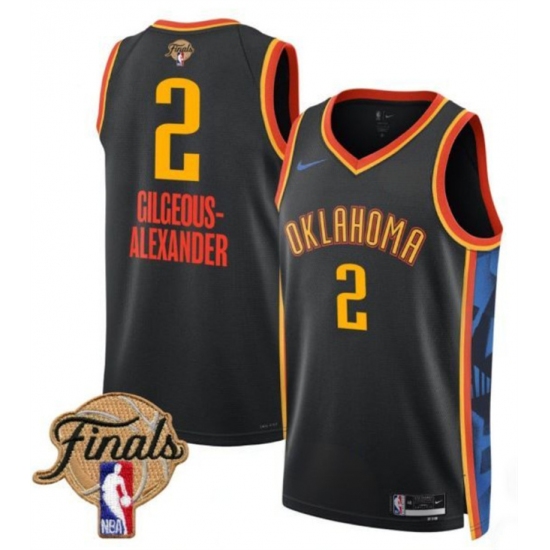Men's Oklahoma City Thunder 2 Shai Gilgeous-Alexander Black 2025 Finals City Edition Stitched Basketball Jersey