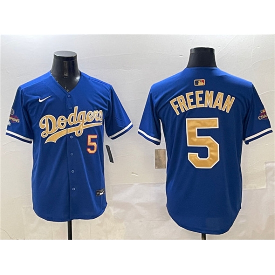 Men's Los Angeles Dodgers 5 Freddie Freeman Royal 2025 Gold Collection Limited Stitched Baseball Jersey