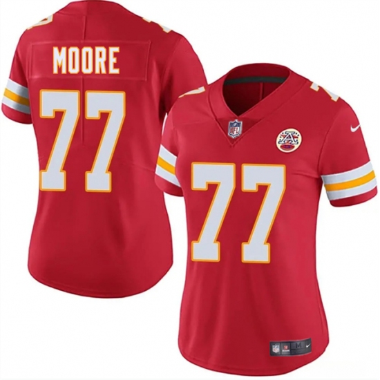 Women's Kansas City Chiefs 77 Jaylon Moore Red 2025 Vapor Untouchable Limited Stitched Jersey(Run Small)