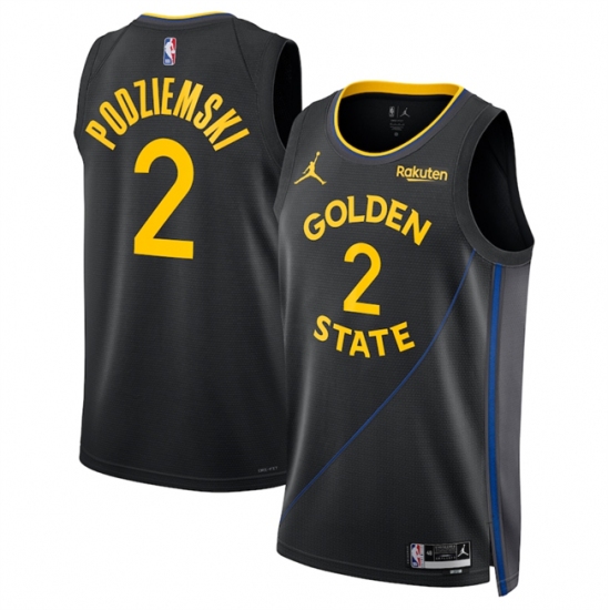 Men's Golden State Warriors 2 Brandin Podziemski Black 2024-25 Statement Edition Stitched Basketball Jersey