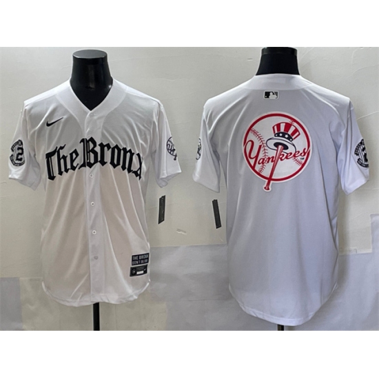 Mens New York Yankees Team Big Logo White 'Gothic Legacy Edition' Vapor Premier Limited Stitched Baseball Jersey