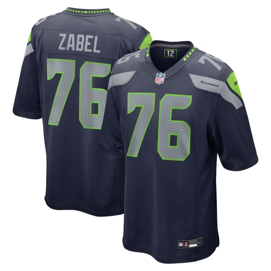 Men's Seattle Seahawks 76 Grey Zabel Nike College Navy 2025 NFL Draft First Round Pick Game Jersey