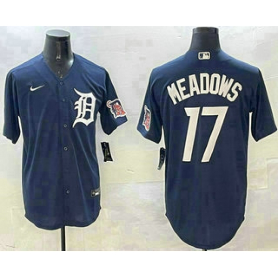 Men's Detroit Tigers 17 Parker Meadows Navy With Cool Base Stitched Jersey