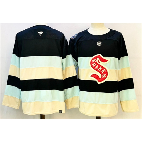Men's Seattle Kraken Blank Deep Sea Blue Winter Classic With A Stitched Hockey Jersey