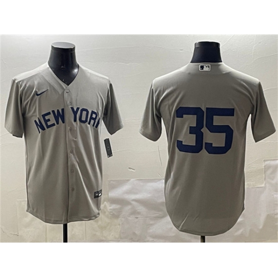 Men's New York Yankees 35 Cody Bellinger Gray Cool Base Stitched Baseball Jersey