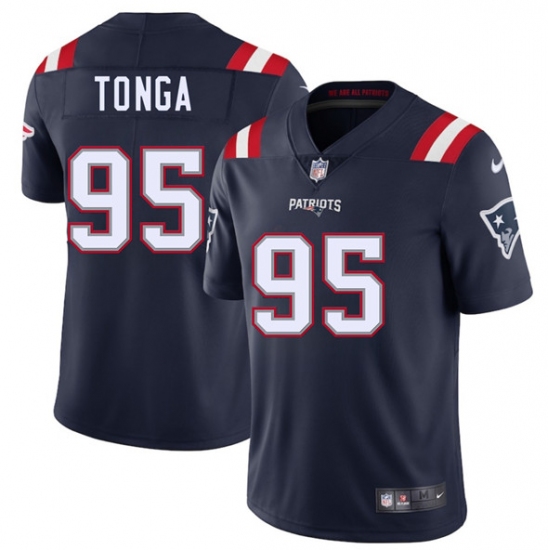 Men's New England Patriots 95 Khyiris Tonga Navy 2025 Vapor Limited Football Stitched Jersey