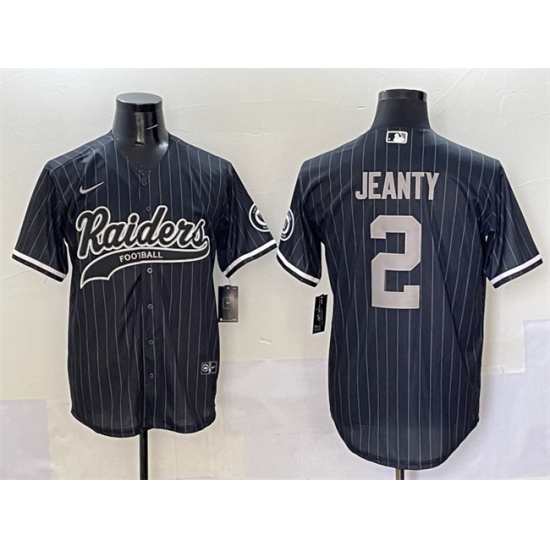 Men's Las Vegas Raiders 2 Ashton Jeanty Black Cool Base Stitched Baseball Jersey