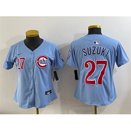 Youth Chicago Cubs 27 Seiya Suzuki Blue 2024-25 2nd Alternate Limited Stitched Baseball Jersey
