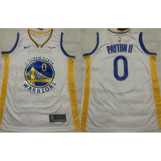 Men's Golden State Warriors 0 Gary Payton II White Association Edition Stitched Basketball Jersey