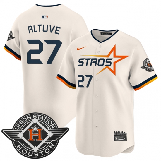 Men's Houston Astros 27 Jose Altuve Cream 2025 City Connect Limited Stitched Baseball Jersey