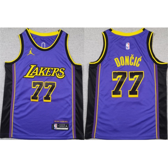 Youth Los Angeles Lakers 77 Luka Doncic Purple 2025 City Edition Stitched Basketball Jersey