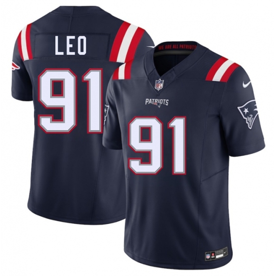 Men's New England Patriots 91 Titus Leo Navy 2025 F.U.S.E. Vapor Limited Football Stitched Jersey